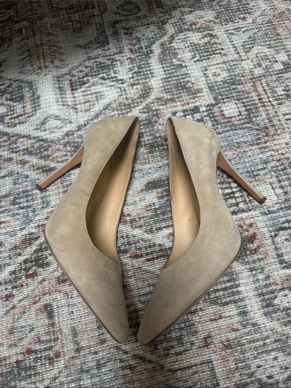 Pour La Victoire Leather Suede Platform Pumps Cream Sz 8.5